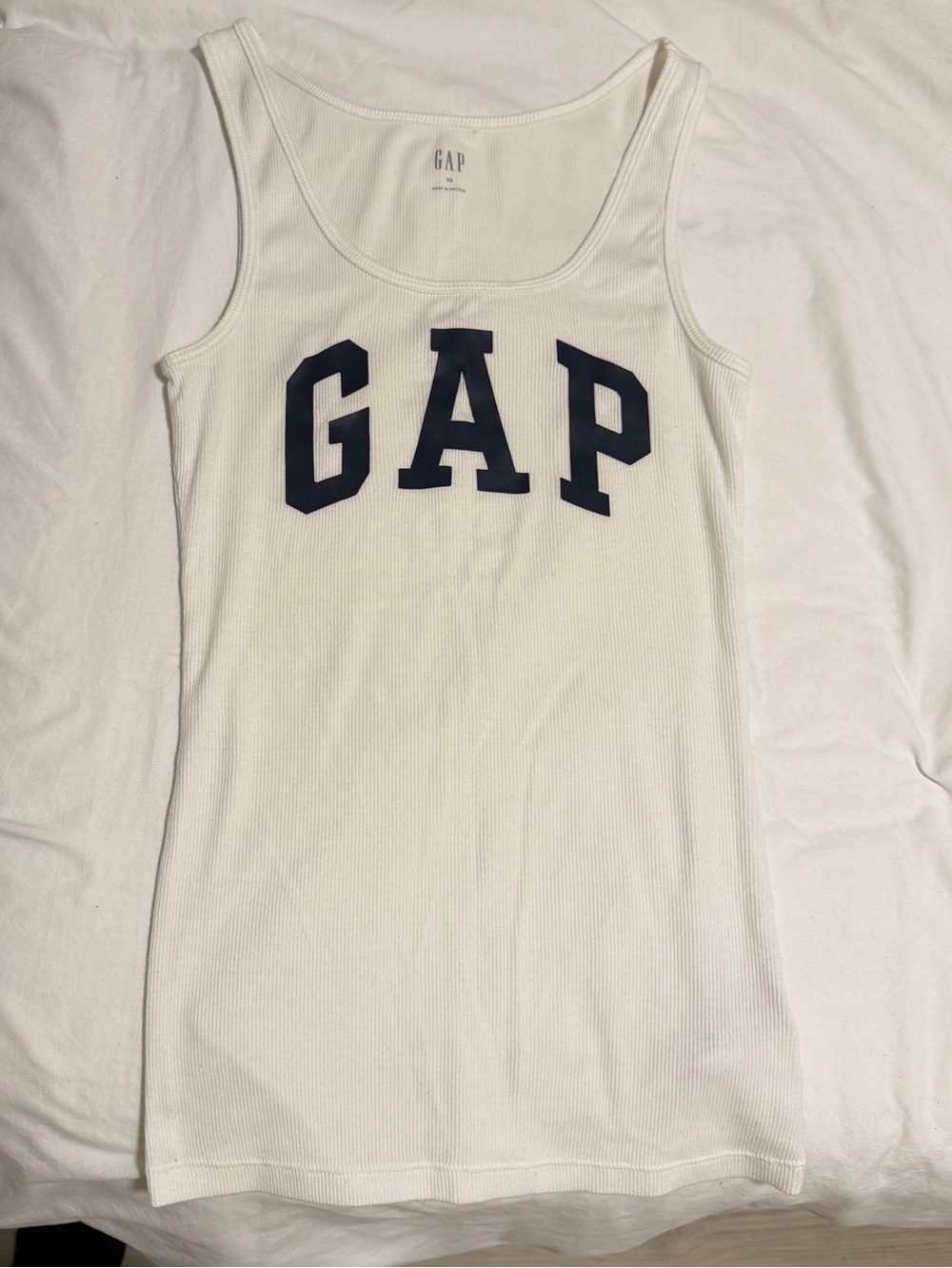 GAP White Tank with Navy Logo